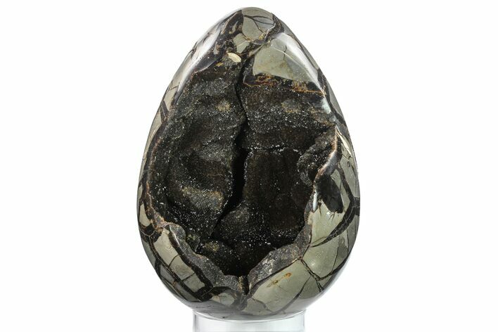 Septarian Dragon Egg Geode - Black Crystals #134634